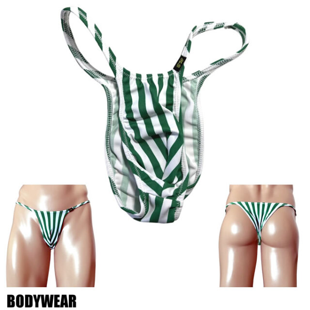 BODYWEAR メンズビキニ　グリーンストライプ　シャープ　リオバック　2056259