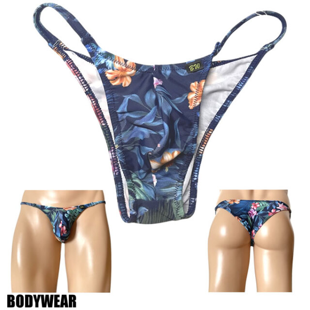 BODYWEAR メンズビキニ ダークハイビスカス サイドストリング ハーフバック 3351244