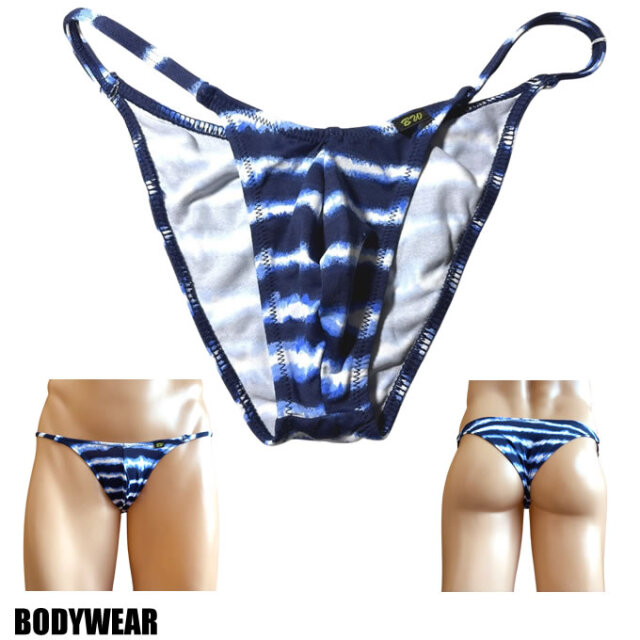 BODYWEAR メンズビキニ　ボーダービビット柄　サイドストリング　ハーフバック　3351265