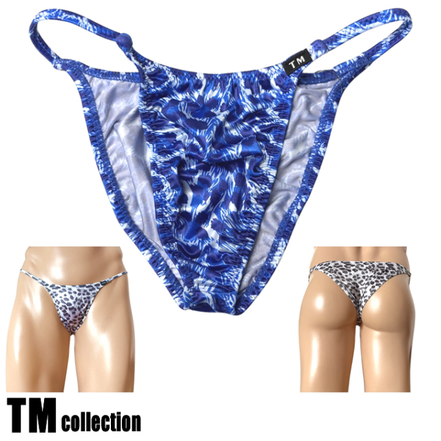 TMコレクション メンズビキニ YKS レオパード サイドストリング シャープ ハーフバック 335238