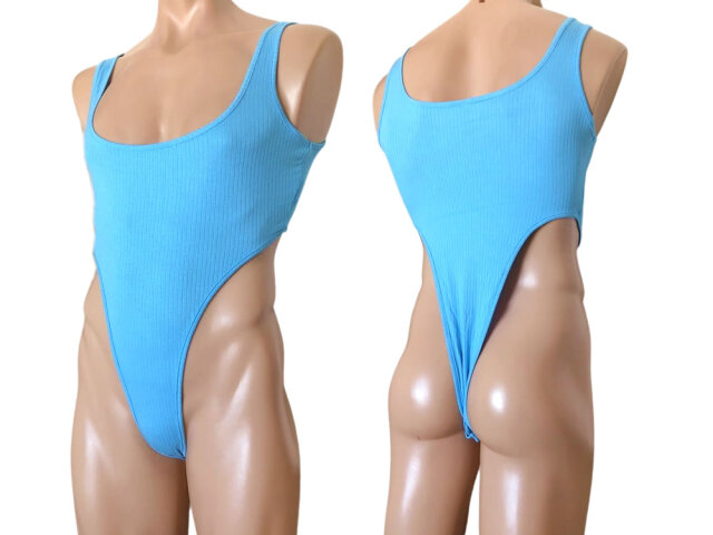 リブニット スーパーハイレグ ボディスーツ bodysuit sw2205