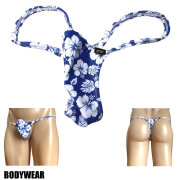 BODYWEAR メンズビキニ 2WAYストレッチニット ハイビスカス柄 上向きTフロント　Tバック Mサイズ 1004272