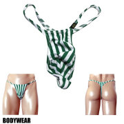 BODYWEAR メンズビキニ　グリーンストライプ　シャープ　Tバック　1055259