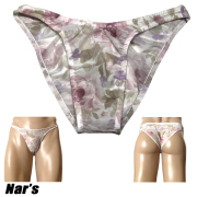 Nar's ユニセックスビキニ 花柄メッシュ ハーフバック 1141