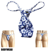 BODYWEAR メンズビキニ 2WAYストレッチニット ハイビスカス柄 スリムTフロント　Tバック Mサイズ 1648272