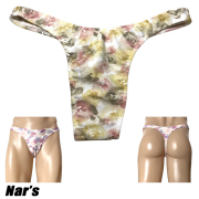 Nar's メンズビキニ パステルフラワー柄 フロントノーシーム Ｔバック 1663