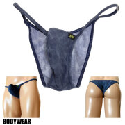 在庫限り！３０％OFF！BODYWEAR メンズビキニ ムラ染めデニム柄 上向きTフロント リオバック 2005237