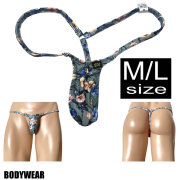 BODYWEAR メンズビキニ グリーンフラワー柄 ウルトラマイクロ Gストリング　3003241