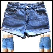 ホットパンツ ショートデニム ロールアップヘム ブルー hot pants hp1009