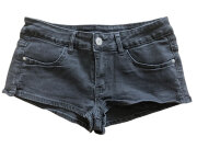 ホットパンツ ストレッチデニム ローライズ＆サイドスリット BLACKエディション hp1027