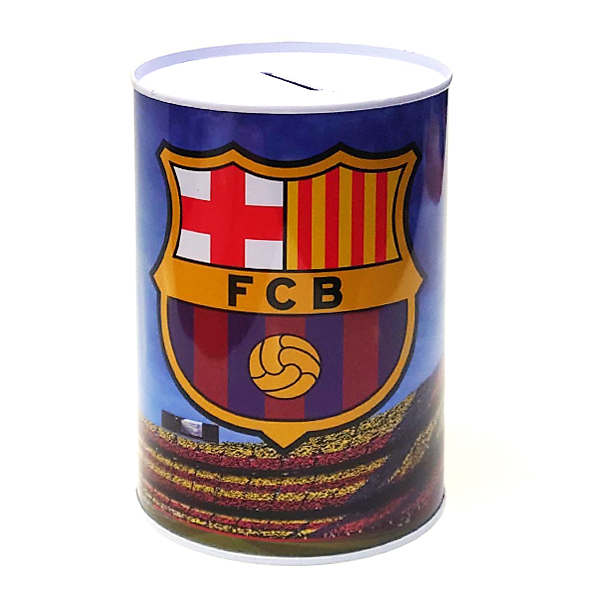 FCバルセロナ 貯金箱 缶