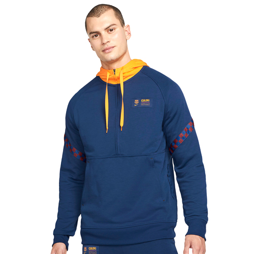 【日本未展開】 FCバルセロナ トラベルフリース プルオーバー 21/22 （ブルーボイド/ビビッドオレンジ）