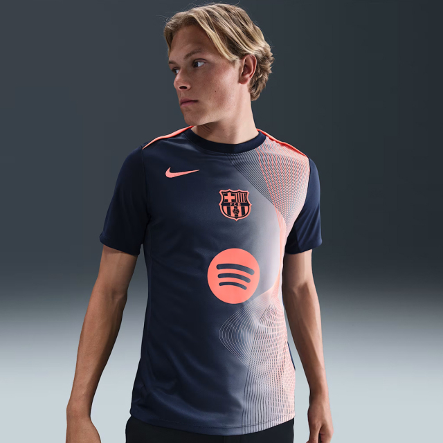 FCバルセロナ DRI-FIT アカデミー プロ S/S トップ 25/26 サード （ミッドナイトネイビー/ブライトマンゴー）