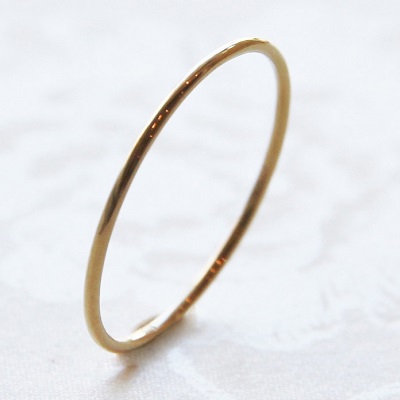 18金ゴールド-華奢シンプルリング「デュプレーシンプルプレーンリング0.9mm幅」