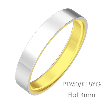 Pt950/K18 Flat 平打4mm幅「マリッジリング結婚指輪」