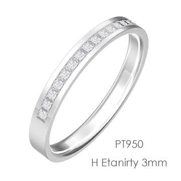 Flat Half Etarnity ハーフエタニティ 3mm幅「マリッジリング結婚指輪」