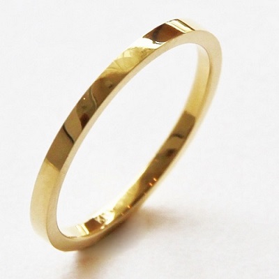 18金ゴールド-華奢シンプルリング「デュプレー平打ちリング1.5mm幅」
