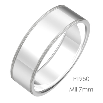 Pt950 Flaｔ 平打ミル7mm幅「マリッジリング結婚指輪」
