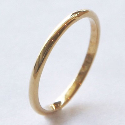 18金ゴールド-華奢シンプルリング「デュプレー甲丸リング1.5mm幅」