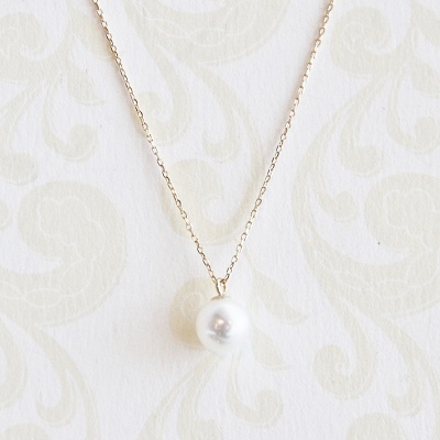 18金ゴールド-華奢シンプルネックレス「リトルマーメイド淡水パールネックレス」6.5～7.0mm