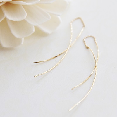 18金ゴールド-華奢シンプルピアス「デュプレースパイラルアメリカンピアス」