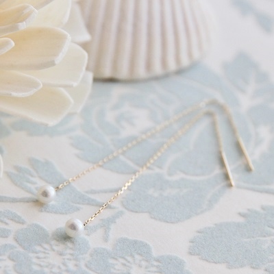 18金ゴールド-華奢シンプルピアス「リトルマーメイド淡水パールアメリカンピアス」