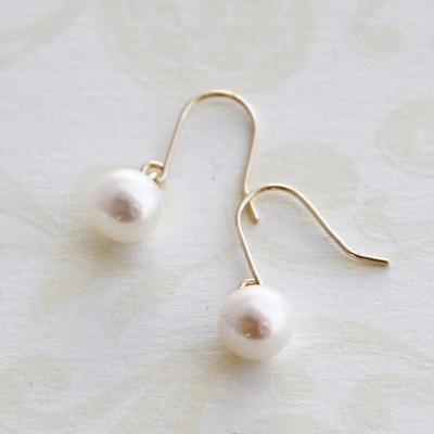 18金ゴールド-華奢シンプルピアス「リトルマーメイド淡水パールフックピアス」6.0mm