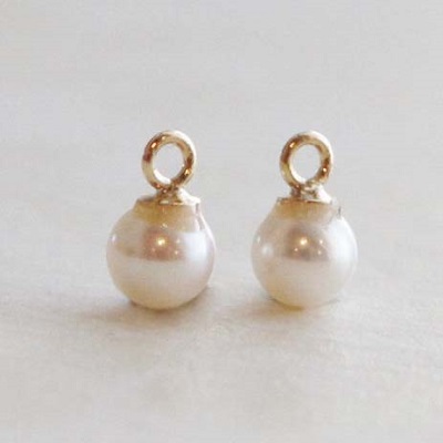 18金ゴールド-華奢シンプルピアス「天然石チャーム」 | 華奢