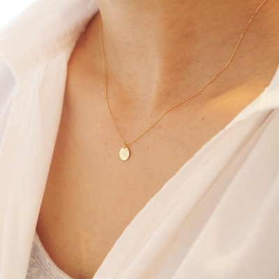 18金ゴールド-華奢シンプルリング「プルミエイニシャルネックレス」