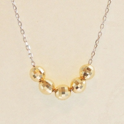 18金ゴールド-華奢シンプルネックレス「デュプレーミラーボール