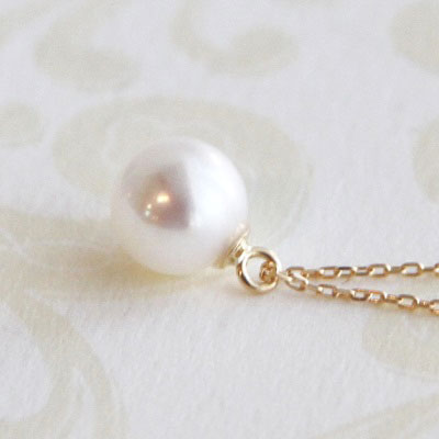 18金ゴールド-華奢シンプルネックレス「リトルマーメイド淡水パール