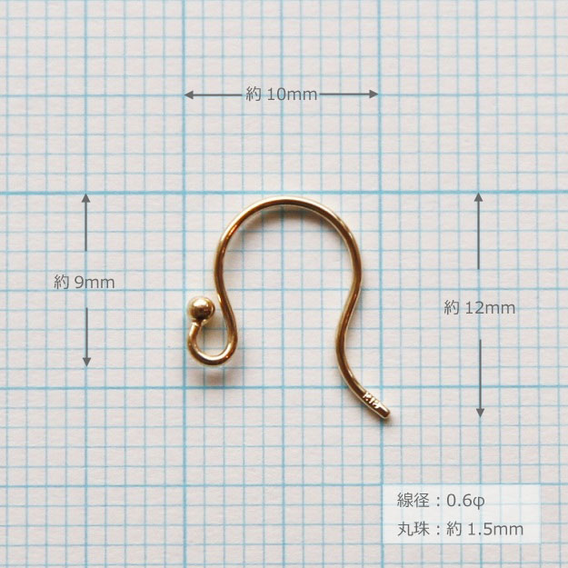 GSTV　フックピアス　k18 K18 K18WG Pt900 ピアスパーツ 「フックピアスパーツ0.6φ