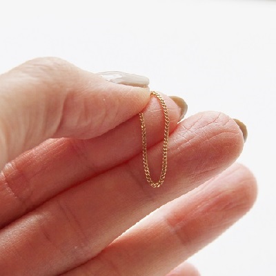 18金ゴールド-華奢シンプルリング「デュプレー喜平チェーン