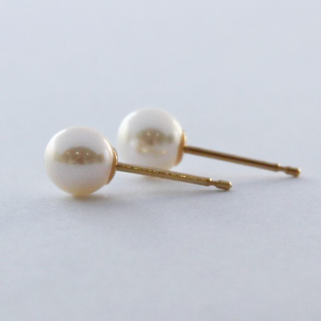 18金ゴールド-華奢シンプルピアス「リトルマーメイド淡水パール