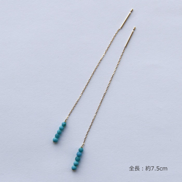 18金ゴールド-華奢シンプルピアス「ターコイズアメリカンピアス」