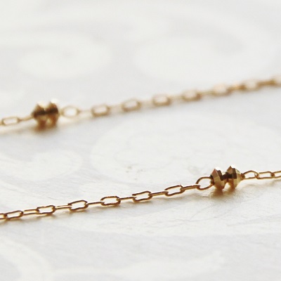 18金ゴールド-華奢シンプルネックレス「ルミエーステーションチェーン 