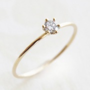 18金ゴールド-華奢シンプルリング「リトルプリンセスダイヤモンドリング 0.10ct」