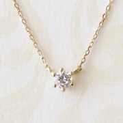 18金ゴールド-華奢シンプルネックレス「リトルプリンセスダイヤモンド一粒ネックレス～固定式～」