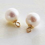 18金ゴールド-華奢シンプルピアス「淡水パール真珠ピアスチャーム」6mm