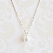 18金ゴールド-華奢シンプルネックレス「リトルマーメイド淡水パールネックレス」6.5～7.0mm