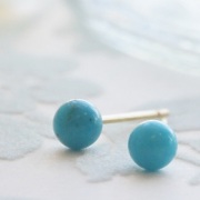 18金ゴールド-華奢シンプルピアス「ル・シエルターコイズスタッドピアス」