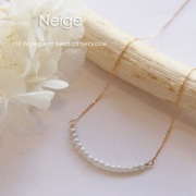 18金ゴールド-華奢シンプルネックレス「ネイジュ淡水パールバーネックレス」