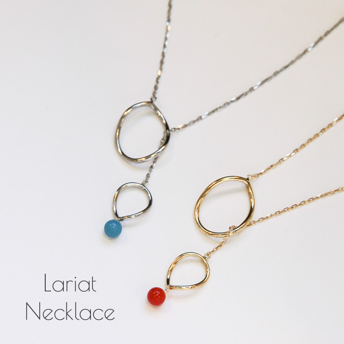 18金ゴールド-華奢シンプルロングネックレス「ラリエットロングネックレス」