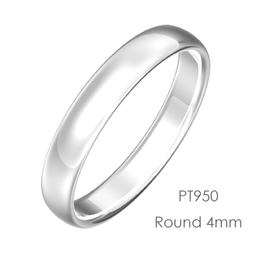 Pt950 Round 甲丸4mm幅「マリッジリング結婚指輪」