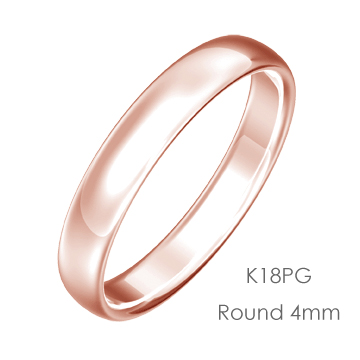 K18PG Round 甲丸4mm幅「マリッジリング結婚指輪」