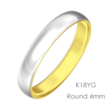 Pt950/K18 Round 甲丸4mm幅「マリッジリング結婚指輪」