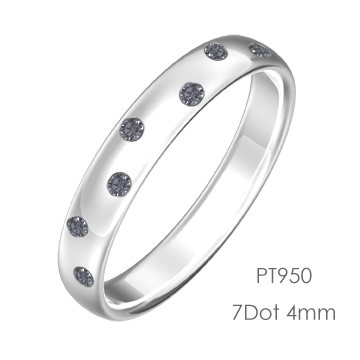 Pt950 Round 7Dot ドット甲丸4mm幅「マリッジリング結婚指輪」