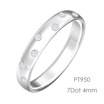 Pt950 Round 7Dot ドット甲丸4mm幅「マリッジリング結婚指輪」