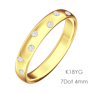 K18 Round 7Dot ドット甲丸4mm幅「マリッジリング結婚指輪」