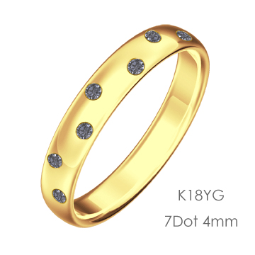 K18 Round 7Dot ドット甲丸4mm幅「マリッジリング結婚指輪」